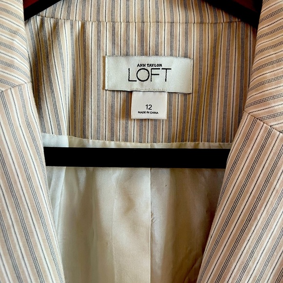Tan Pinstripe Ann Taylor Loft Blazer - Picture 1 of 5